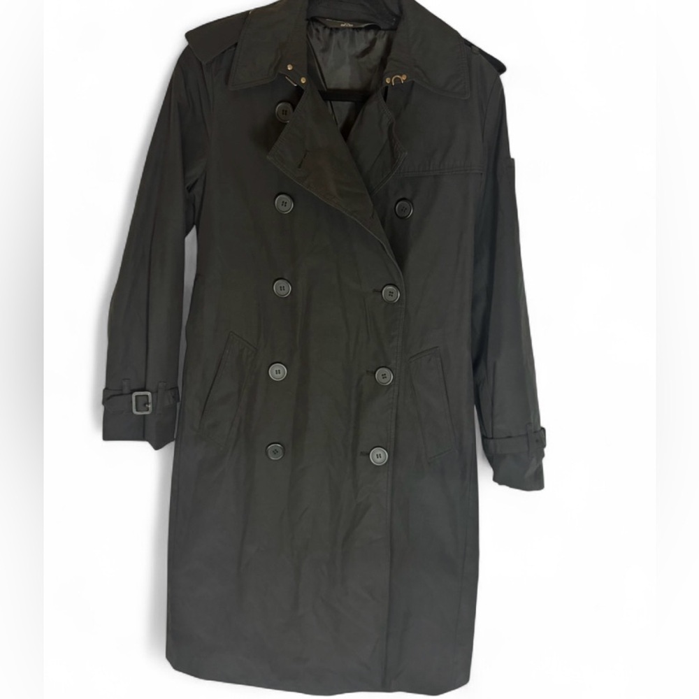 Norma Kamali Black Double-Breasted Trench Coat